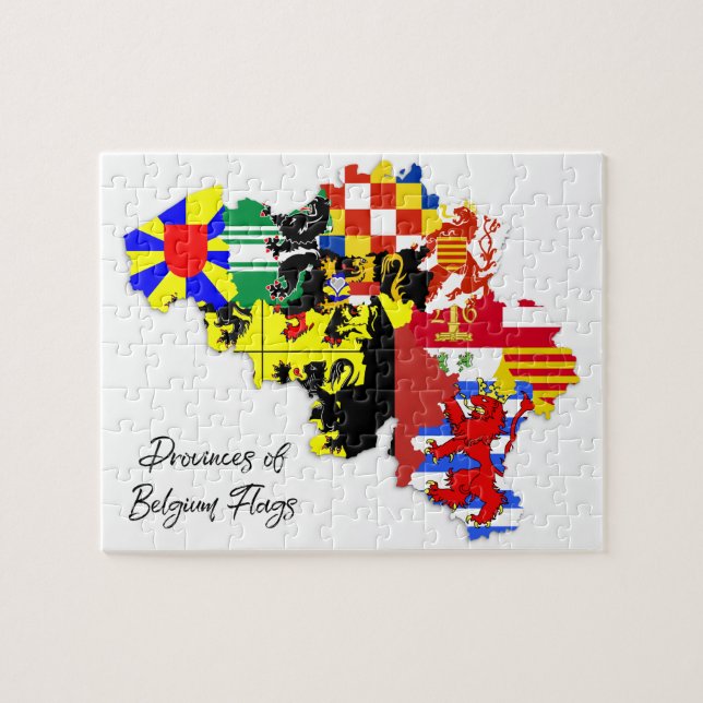 Belgian Provinces Flags Map, Belgium, Educational Jigsaw Puzzle (Horizontal)