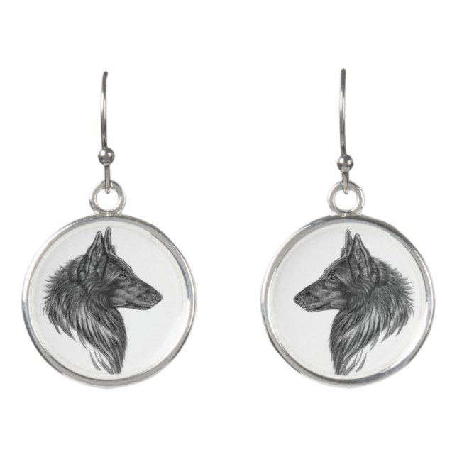 Belgian Sheepdog Art Earrings (Front)