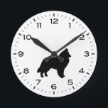 Belgian Sheepdog Belgian Shepherd Dog Silhouette Round Clock<br><div class="desc">A fun Belgian Sheepdog wall clock for the home or office. Makes an original gift. Check out Jenn’s Doodle World for even more decorative clocks and Belgian Shepherd themed home decor.</div>
