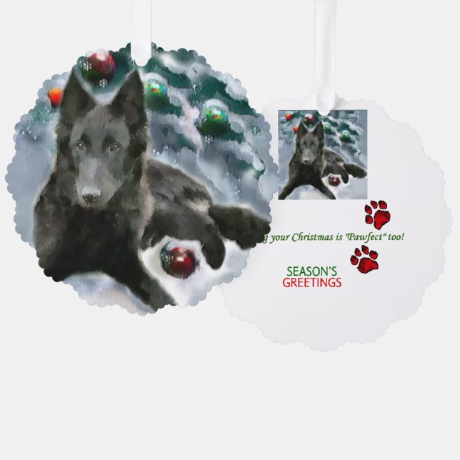 Belgian Sheepdog Christmas Gifts Ornament Card (Front/Back)