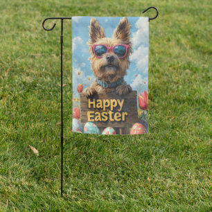 Belgian Sheepdog Easter Eggs Garden Flag