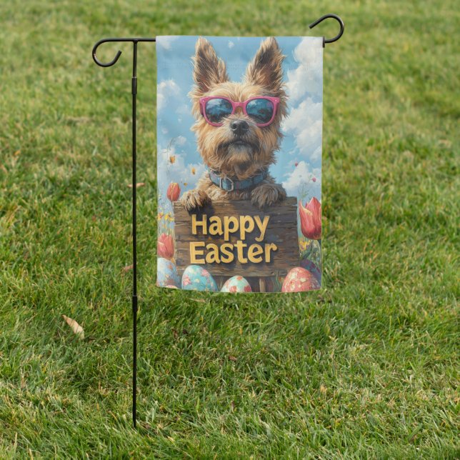 Belgian Sheepdog Easter Eggs Garden Flag (In SItu)
