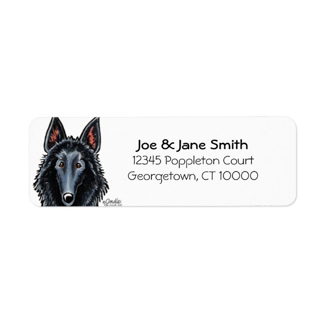 Belgian Sheepdog Face Custom Color Label (Front)