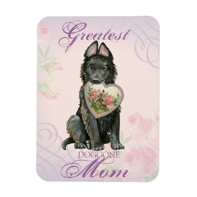 Belgian Sheepdog Heart Mom Magnet (Vertical)