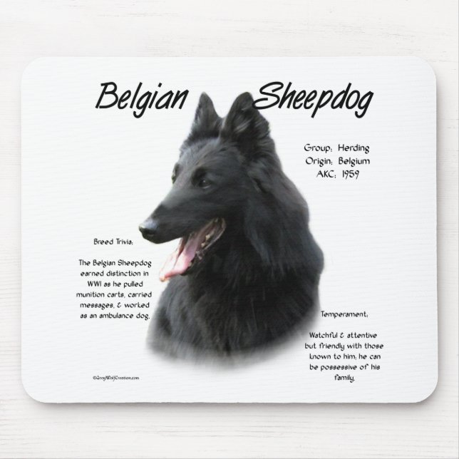Belgian Sheepdog History; All About Sheepdogs Mouse Pad (Front)