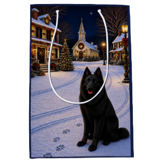 Belgian sheepdog Holiday Medium Gift Bag