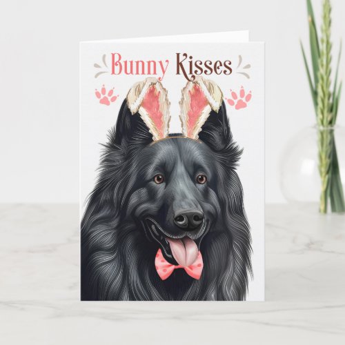 Belgian Sheepdog in Bunny Ears for Easter Holiday Card