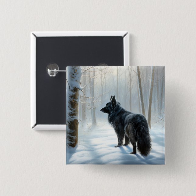 Belgian Sheepdog Let It Snow Christmas Button (Front & Back)