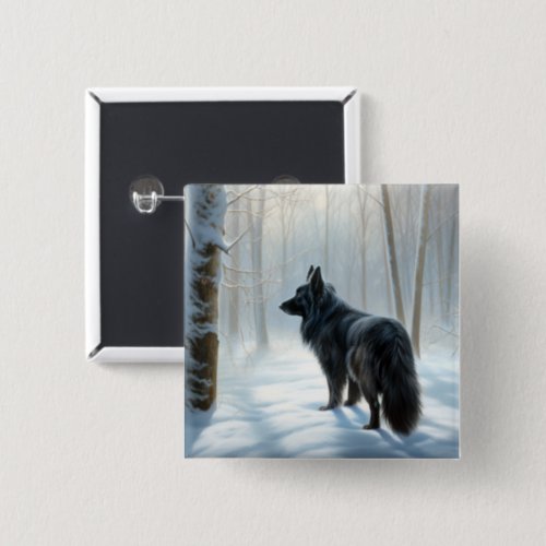 Belgian Sheepdog Let It Snow Christmas Button