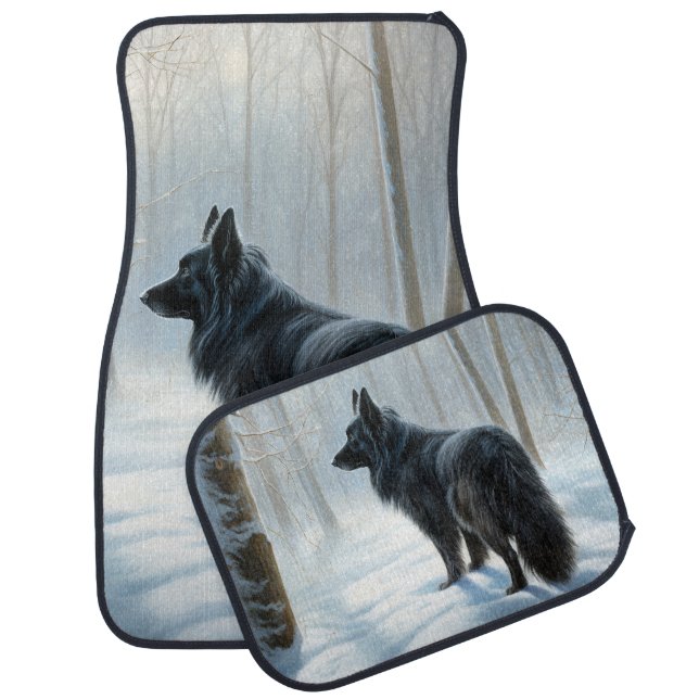 Belgian Sheepdog Let It Snow Christmas Car Floor Mat (Set)