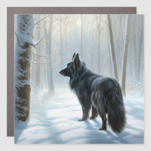 Belgian Sheepdog Let It Snow Christmas Car Magnet