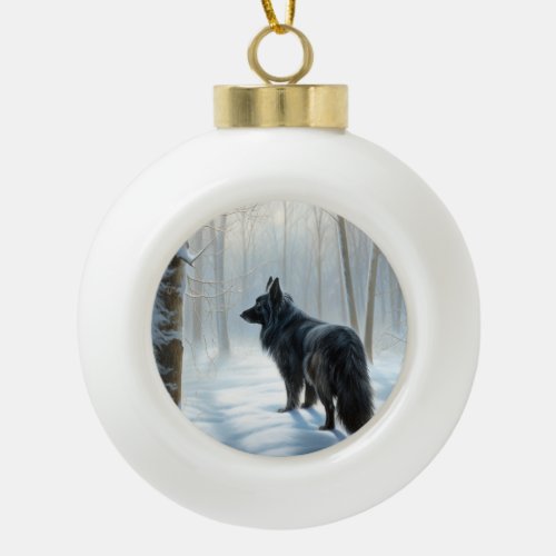 Belgian Sheepdog Let It Snow Christmas Ceramic Ball Christmas Ornament