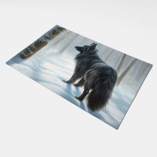 Belgian Sheepdog Let It Snow Christmas Doormat