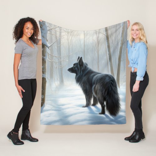 Belgian Sheepdog Let It Snow Christmas Fleece Blanket