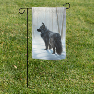Belgian Sheepdog Let It Snow Christmas Garden Flag