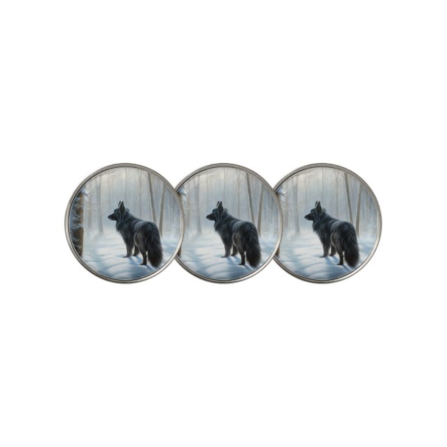Belgian Sheepdog Let It Snow Christmas Golf Ball Marker (3 Up)