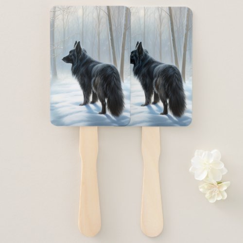 Belgian Sheepdog Let It Snow Christmas Hand Fan