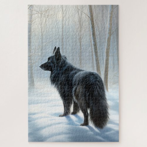 Belgian Sheepdog Let It Snow Christmas Jigsaw Puzzle