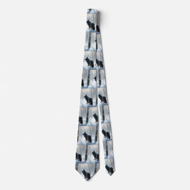 Belgian Sheepdog Let It Snow Christmas Neck Tie (Front)