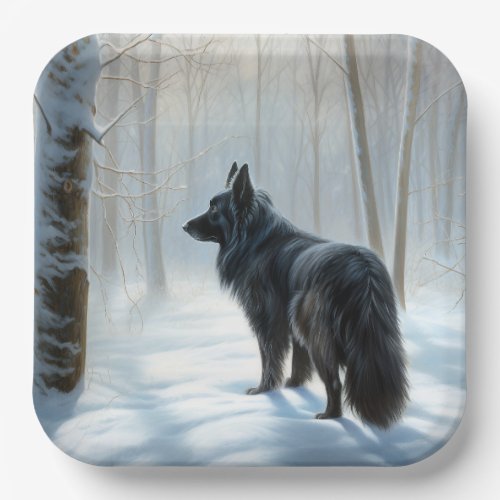 Belgian Sheepdog Let It Snow Christmas Paper Plates