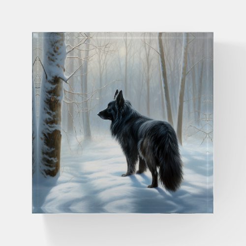 Belgian Sheepdog Let It Snow Christmas Paperweight