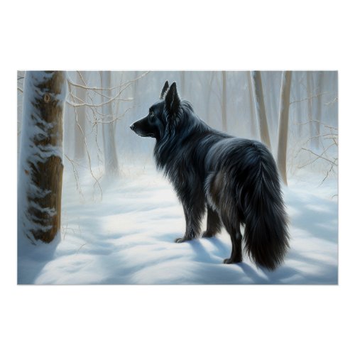 Belgian Sheepdog Let It Snow Christmas Poster