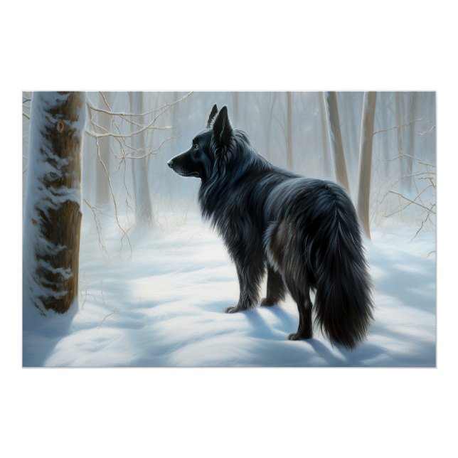 Belgian Sheepdog Let It Snow Christmas Poster (Front)