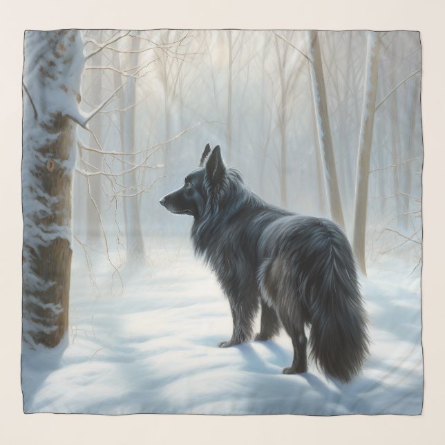 Belgian Sheepdog Let It Snow Christmas Scarf (Front)