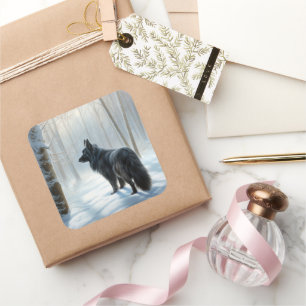 Belgian Sheepdog Let It Snow Christmas Square Sticker