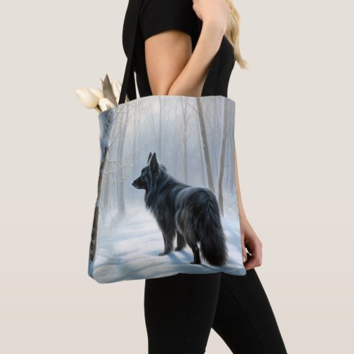 Belgian Sheepdog Let It Snow Christmas Tote Bag