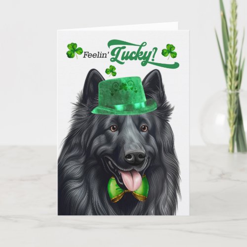 Belgian Sheepdog Lucky St Patricks Day Holiday Card