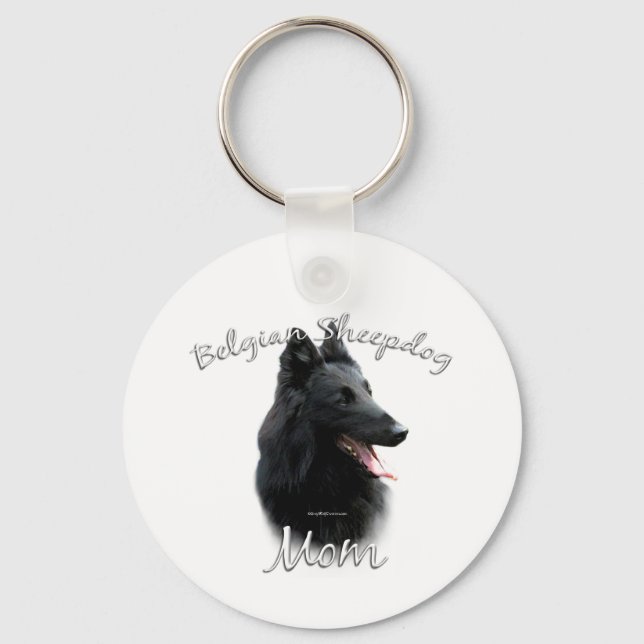 Belgian Sheepdog Mom 2 Keychain (Front)