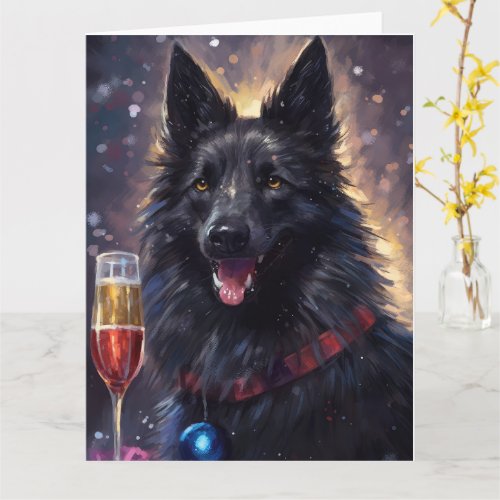 Belgian Sheepdog New Year Card
