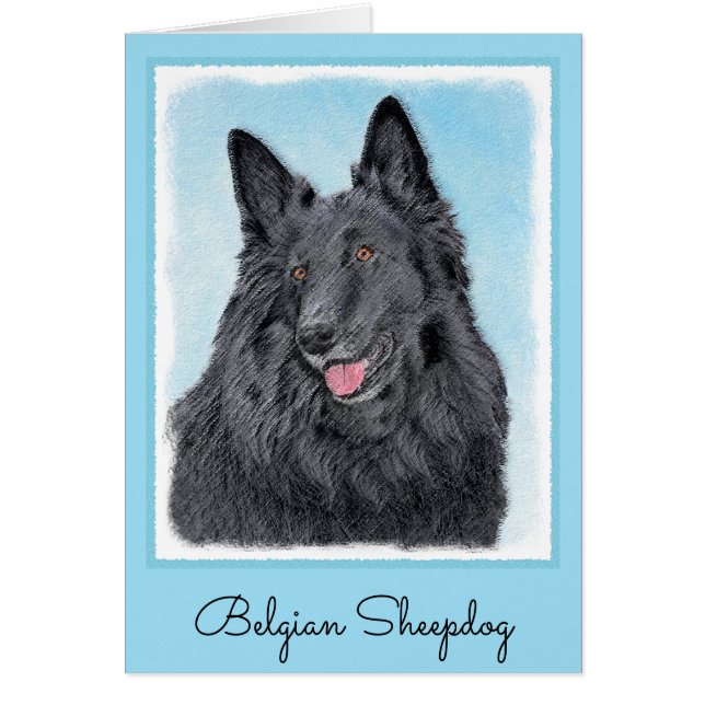 Belgian Sheepdog Painting - Cute Original Dog Art (Front)
