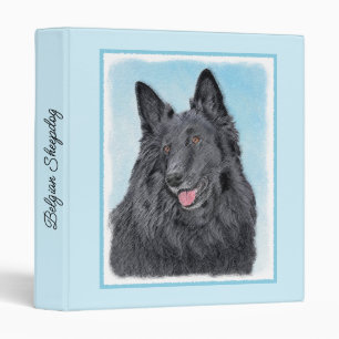Belgian Sheepdog Painting - Cute Original Dog Art 3 Ring Binder
