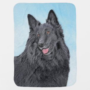 Belgian Sheepdog Painting - Cute Original Dog Art Baby Blanket