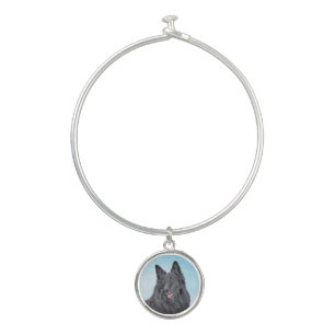 Belgian Sheepdog Painting - Cute Original Dog Art Bangle Bracelet