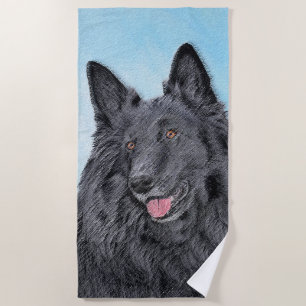Belgian Sheepdog Painting - Cute Original Dog Art Beach Towel