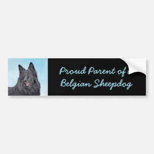 Belgian Sheepdog Painting - Cute Original Dog Art Bumper Sticker
