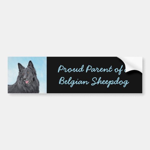 Belgian Sheepdog Painting _ Cute Original Dog Art Bumper Sticker