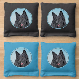 Belgian Sheepdog Painting - Cute Original Dog Art Cornhole Bags