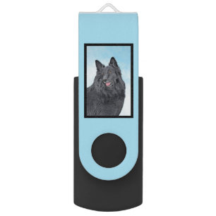 Belgian Sheepdog Painting - Cute Original Dog Art Flash Drive