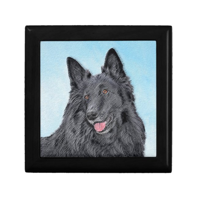 Belgian Sheepdog Painting - Cute Original Dog Art Gift Box (Front)