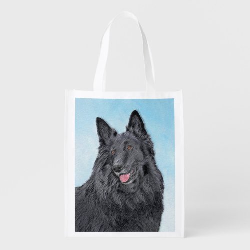 Belgian Sheepdog Painting _ Cute Original Dog Art Grocery Bag