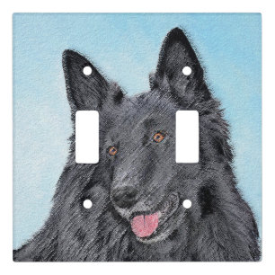 Belgian Sheepdog Painting - Cute Original Dog Art Light Switch Cover