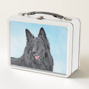 Belgian Sheepdog Painting - Cute Original Dog Art Metal Lunch Box
