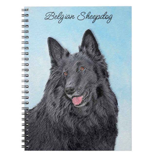 Belgian Sheepdog Painting - Cute Original Dog Art Notebook (Front)