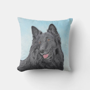 Belgian Sheepdog Painting - Cute Original Dog Art Outdoor Pillow