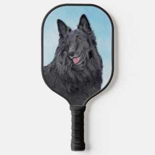 Belgian Sheepdog Painting - Cute Original Dog Art Pickleball Paddle