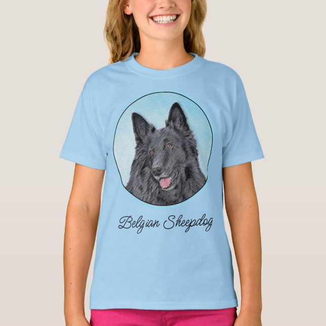 Belgian Sheepdog Painting - Cute Original Dog Art  T-Shirt (Front)